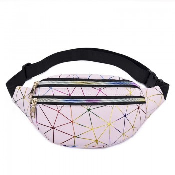  Holographic Waist Bags Women Pink Silver Fanny Pack Female Belt Bag Black Geometric Waist Packs Laser Chest Phone Pouch